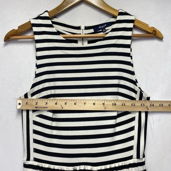 Madewell Afternoon Stripe Sleeveless A-Line Dress Women XS Black-White Back Zip - Picture 3 of 13